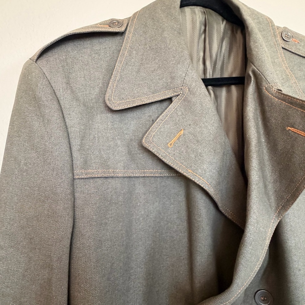 IL Canto Olive Green Denim Trench Coat - Picture 7 of 12